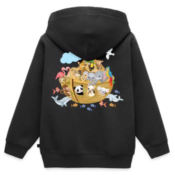Arche Noah mit niedlichen Tieren - Kinder Premium Organic Zip Hoodie - Schwarz - Hinten - AI Model Kid Male (0cm)