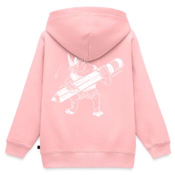 Royal Rhino – Kreativer König mit Stift - Kinder Premium Organic Zip Hoodie - Rosa - Hinten - AI Model Kid Female (0cm)