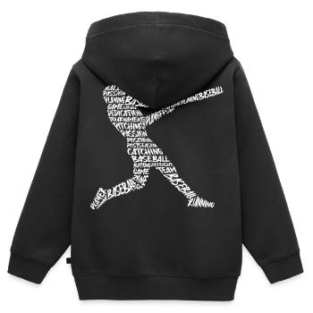 Baseball Baseballer Garçons Joueur de Baseball - Sweat Premium à capuche zippé enfant bio - noir - Dos - AI Model Kid Male (0cm)