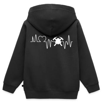 Feuerwehrmann Herzschlag Feuerwehrmann - Kinder Premium Organic Zip Hoodie - Schwarz - Hinten - AI Model Kid Male (0cm)