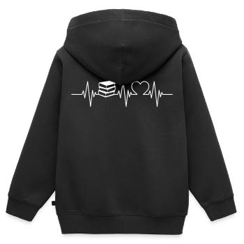 Buch lesen Herzschlag Bücher - Kinder Premium Organic Zip Hoodie - Schwarz - Hinten - AI Model Kid Male (0cm)
