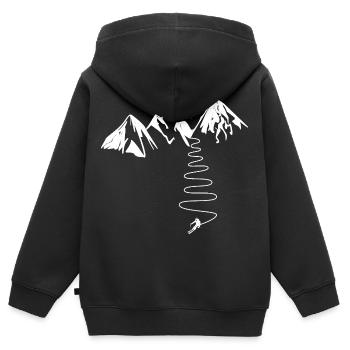 Cadeau Skieur De Haute Montagne Alpes Pyrenées - Sweat Premium à capuche zippé enfant bio - noir - Dos - AI Model Kid Male (0cm)