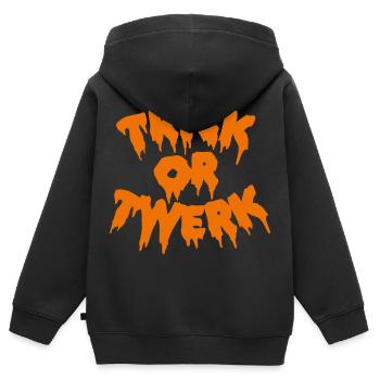 EMPLACEMENT DE L’ASTUCE - Sweat Premium à capuche zippé enfant bio - noir - Dos - AI Model Kid Male (0cm)