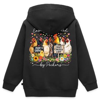 Humor Hens Passion Farm Zuchtgeschenk - Kinder Premium Organic Zip Hoodie - Schwarz - Hinten - AI Model Kid Male (0cm)