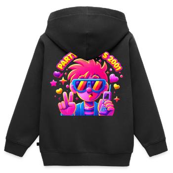 Neon Party Punk Pixel 2001 - Kids Premium Organic Zip-up Hoodie - black - Back - AI Model Kid Male (0cm)