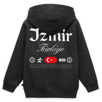 İzmir Türkei Streetwear Reise Souvenir - Kinder Premium Organic Zip Hoodie - Schwarz - Hinten - AI Model Kid Male (0cm)