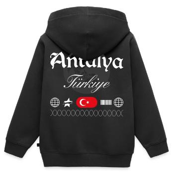 Antalya Turkey Streetwear Travel Souvenir - Kids Premium Organic Zip-up Hoodie - black - Back - AI Model Kid Male (0cm)