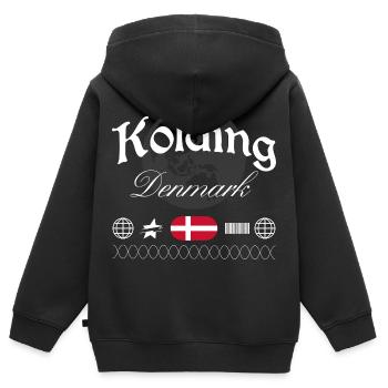 Souvenir de voyage Kolding Denmark Streetwear - Sweat Premium à capuche zippé enfant bio - noir - Dos - AI Model Kid Male (0cm)