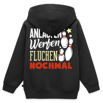 Anlaufen Werfen Fluchen Bowling - Kinder Premium Organic Zip Hoodie - Schwarz - Hinten - AI Model Kid Male (0cm)