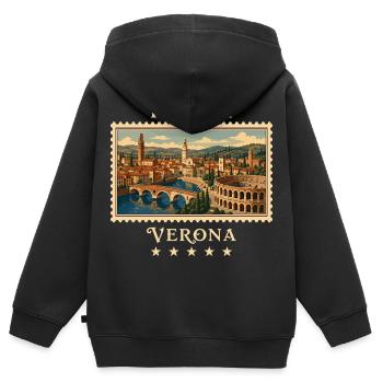 Italien Verona Vintage Reisemarke - Kinder Premium Organic Zip Hoodie - Schwarz - Hinten - AI Model Kid Male (0cm)