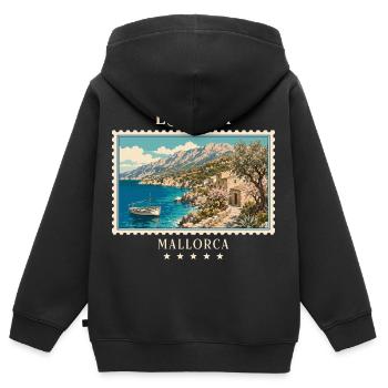 Spanien Mallorca Vintage Reisemarke - Kinder Premium Organic Zip Hoodie - Schwarz - Hinten - AI Model Kid Male (0cm)