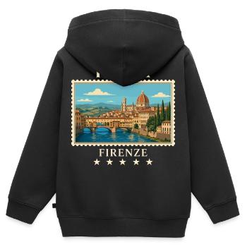 Italien Florenz Vintage Reisemarke - Kinder Premium Organic Zip Hoodie - Schwarz - Hinten - AI Model Kid Male (0cm)