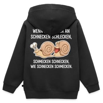Schnecken schlecken – Lustiger Zungenbrecher - Kinder Premium Organic Zip Hoodie - Schwarz - Hinten - AI Model Kid Male (0cm)