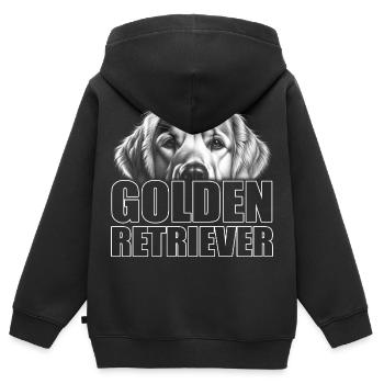 Golden Retriever Porträt mit Schriftzug - Kinder Premium Organic Zip Hoodie - Schwarz - Hinten - AI Model Kid Male (0cm)
