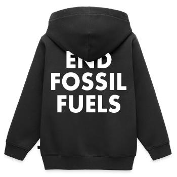 end fossil fuels - Kinder Premium Organic Zip Hoodie - Schwarz - Hinten - AI Model Kid Male (0cm)