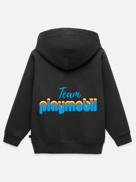 Logotipo del equipo Playmobil - Sudadera Premium con capucha y cremallera infantil orgánica - negro