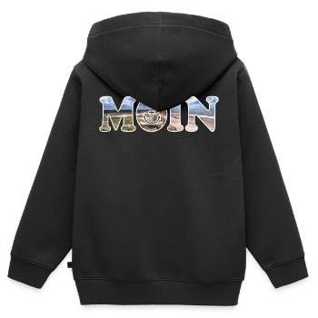 Moin sagt man in Norddeutschland - Kinder Premium Organic Zip Hoodie - Schwarz - Hinten - AI Model Kid Male (0cm)