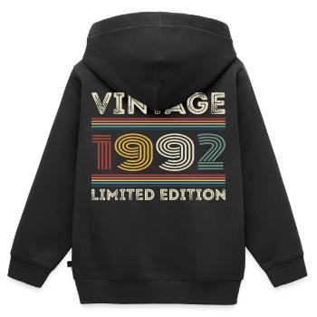1992 Geburtstag 1992 Retro 1992 Geschenk 1992 - Kinder Premium Organic Zip Hoodie - Schwarz - Hinten - AI Model Kid Male (0cm)