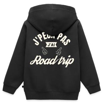 J peux pas j ai Road trip - Sweat Premium à capuche zippé enfant bio - noir - Dos - AI Model Kid Male (0cm)