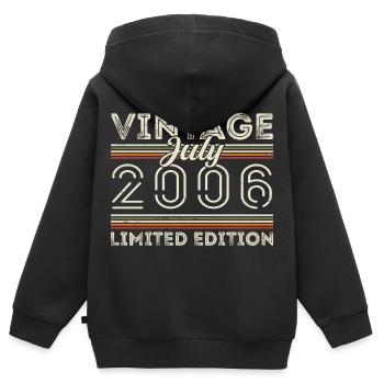 Juli 2006 Juli Geburtstagsgeschenk Juli 2006 - Kinder Premium Organic Zip Hoodie - Schwarz - Hinten - AI Model Kid Male (0cm)