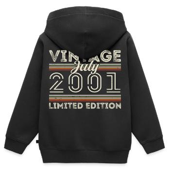 Juli 2001 Juli Geburtstagsgeschenk Juli 2001 - Kinder Premium Organic Zip Hoodie - Schwarz - Hinten - AI Model Kid Male (0cm)