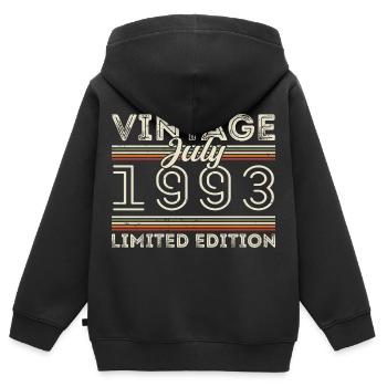Juli 1993 Juli Geburtstagsgeschenk Juli 1993 - Kinder Premium Organic Zip Hoodie - Schwarz - Hinten - AI Model Kid Male (0cm)
