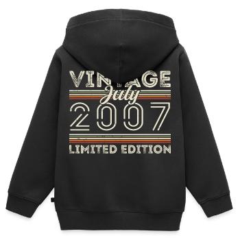 Juli 2007 Juli Geburtstagsgeschenk Juli 2007 - Kinder Premium Organic Zip Hoodie - Schwarz - Hinten - AI Model Kid Male (0cm)