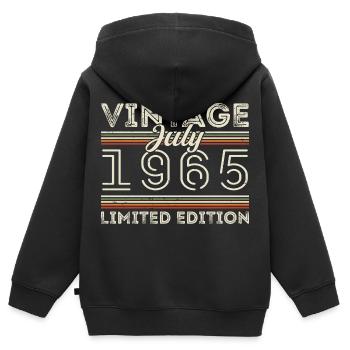 Juli 1965 Juli Geburtstagsgeschenk Juli 1965 - Kinder Premium Organic Zip Hoodie - Schwarz - Hinten - AI Model Kid Male (0cm)