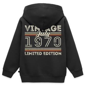 Juli 1970 Juli Geburtstagsgeschenk Juli 1970 - Kinder Premium Organic Zip Hoodie - Schwarz - Hinten - AI Model Kid Male (0cm)