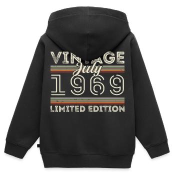 Juli 1969 Juli Geburtstagsgeschenk Juli 1969 - Kinder Premium Organic Zip Hoodie - Schwarz - Hinten - AI Model Kid Male (0cm)