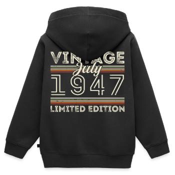Juli 1947 Juli Geburtstagsgeschenk Juli 1947 - Kinder Premium Organic Zip Hoodie - Schwarz - Hinten - AI Model Kid Male (0cm)