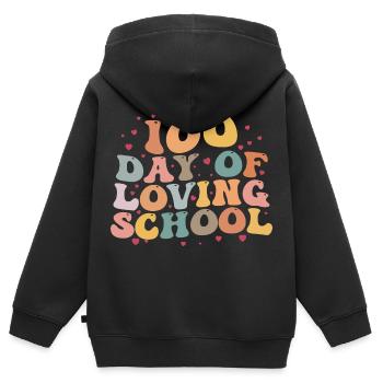 100 Jours D’école Aimante | 100 Jours D’école - Sweat Premium à capuche zippé enfant bio - noir - Dos - AI Model Kid Male (0cm)