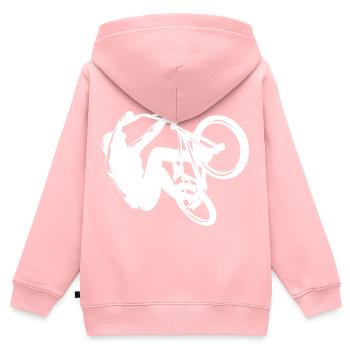 BMX-Rad, BMX-Laufrad, cooles BMX, Geschenkidee - Kinder Premium Organic Zip Hoodie - Rosa - Hinten - AI Model Kid Female (0cm)