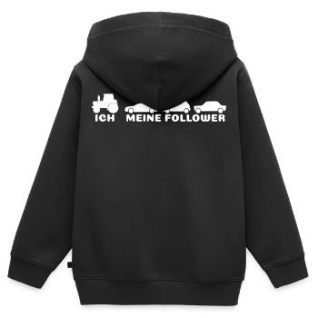 Ich, meine Follower Traktor Autos Landwirt Bauer - Kinder Premium Organic Zip Hoodie - Schwarz - Hinten - AI Model Kid Male (0cm)