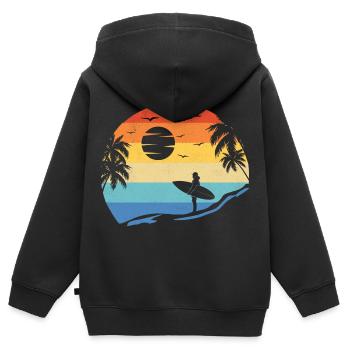 Strand Surfen Surfbrett Vintage Surfer Strand Surfen - Kinder Premium Organic Zip Hoodie - Schwarz - Hinten - AI Model Kid Male (0cm)