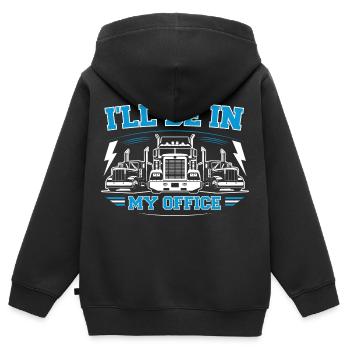 Ich werde in meinem Büro sein - Kinder Premium Organic Zip Hoodie - Schwarz - Hinten - AI Model Kid Male (0cm)