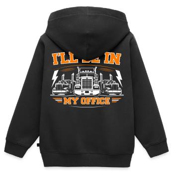 Ich werde in meinem Büro sein - Kinder Premium Organic Zip Hoodie - Schwarz - Hinten - AI Model Kid Male (0cm)