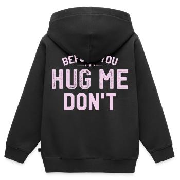 Bevor du mich riesig machst, tu es nicht - Kinder Premium Organic Zip Hoodie - Schwarz - Hinten - AI Model Kid Male (0cm)