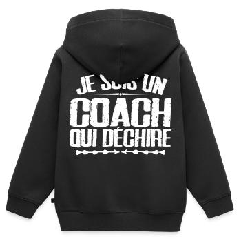 Ich bin ein Coach, der Humor und Humor liebt - Kinder Premium Organic Zip Hoodie - Schwarz - Hinten - AI Model Kid Male (0cm)