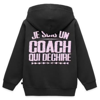 Ich bin ein Coach, der Humor und Humor liebt - Kinder Premium Organic Zip Hoodie - Schwarz - Hinten - AI Model Kid Male (0cm)