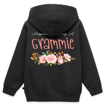 Happiness Is Being Grammie Floral Flower Grandma - Sweat Premium à capuche zippé enfant bio - noir - Dos - AI Model Kid Male (0cm)