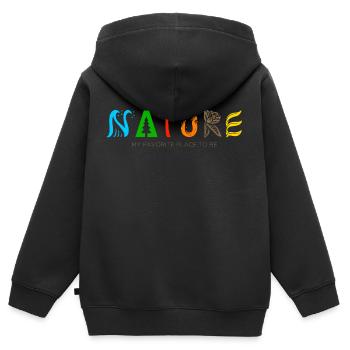 Wandern Nature Typographic Design - Kinder Premium Organic Zip Hoodie - Schwarz - Hinten - AI Model Kid Male (0cm)