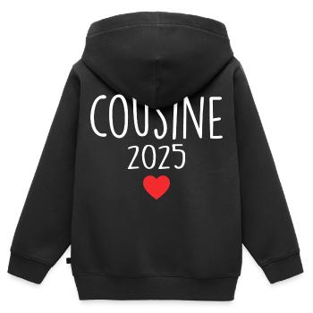 Cousine - Futur Cousine 2025 - Sweat Premium à capuche zippé enfant bio - noir - Dos - AI Model Kid Male (0cm)