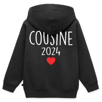 Cousine - Futur Cousine 2024 - Sweat Premium à capuche zippé enfant bio - noir - Dos - AI Model Kid Male (0cm)