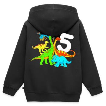 Dinos Geburtstag 5 Jahre Bunte Dinosaurier - Kinder Premium Organic Zip Hoodie - Schwarz - Hinten - AI Model Kid Male (0cm)