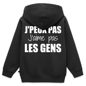 J'peux pas j'aime pas les gens - Sweat Premium à capuche zippé enfant bio - noir - Dos - AI Model Kid Male (0cm)