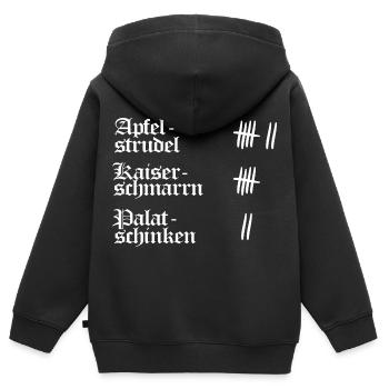 bayern apfelstrudel hüttengaudi - Kinder Premium Organic Zip Hoodie - Schwarz - Hinten - AI Model Kid Male (0cm)