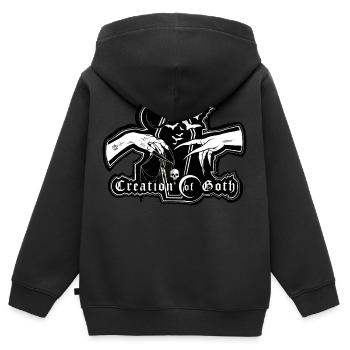 Création gothique - Sweat Premium à capuche zippé enfant bio - noir - Dos - AI Model Kid Male (0cm)