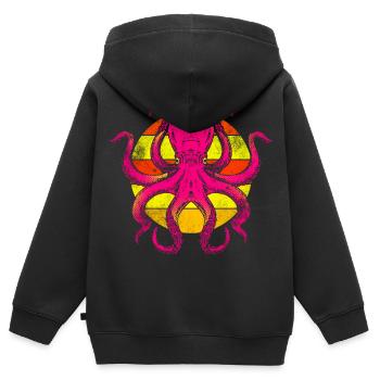 Bunter Oktopus Tintenfisch Kranken - Kinder Premium Organic Zip Hoodie - Schwarz - Hinten - AI Model Kid Male (0cm)