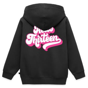 Geschenk zum 13. Geburtstag, Hallo Dreizehn, 13 Jahre - Kinder Premium Organic Zip Hoodie - Schwarz - Hinten - AI Model Kid Male (0cm)